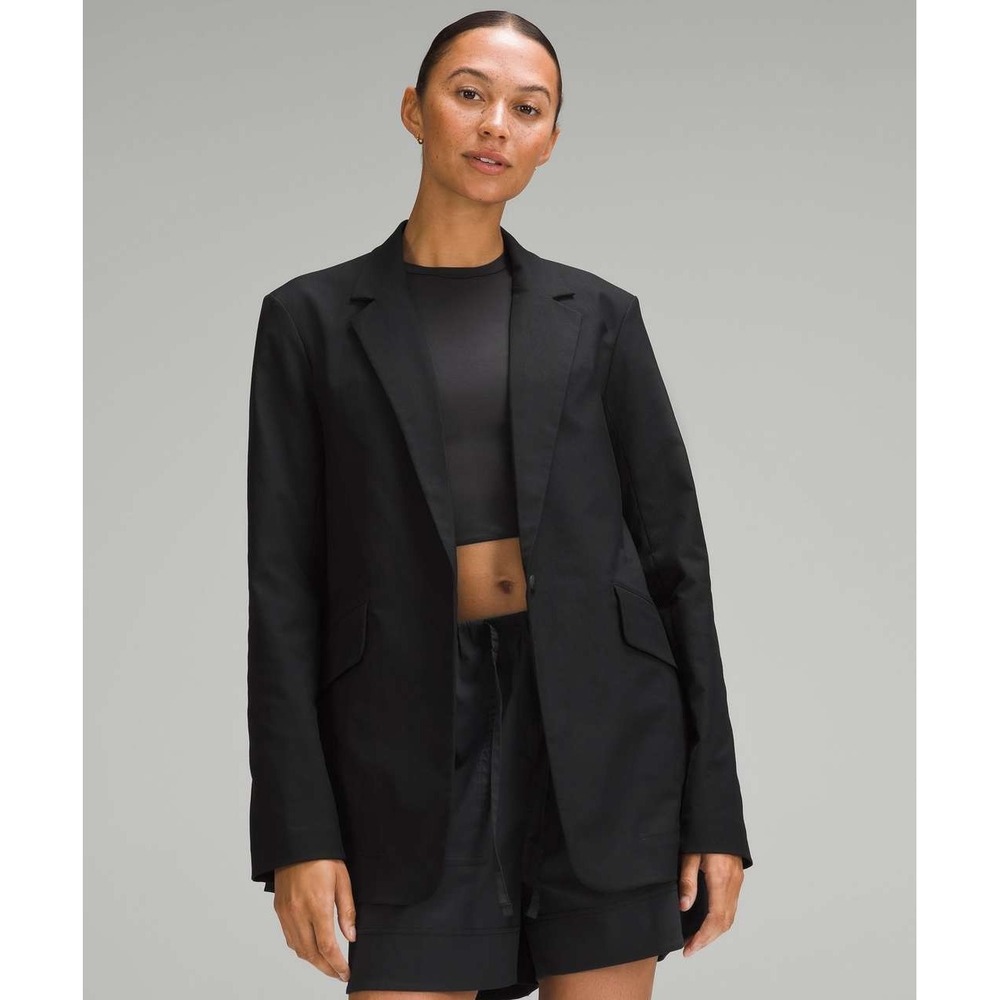 Lululemon Relaxed Fit Twill Blazer Women's Sz XL Black Jacket Office Academia